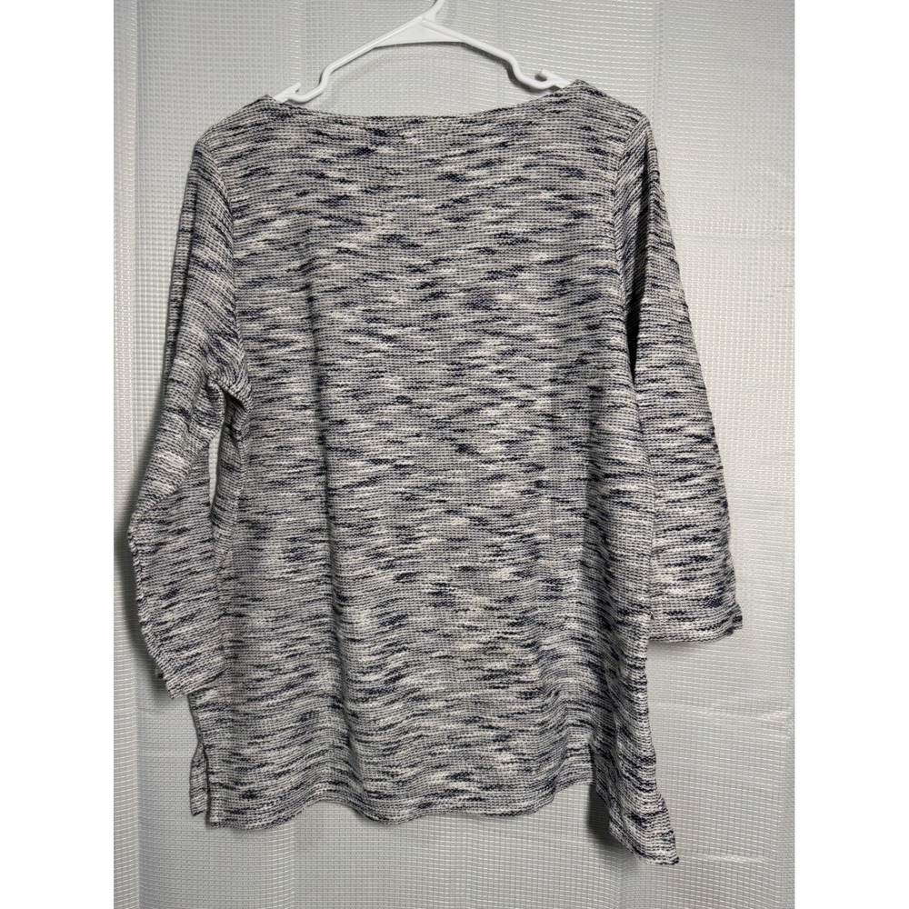 Talbots Women's Sweater Top Boat Neck Long Sleeve Textured Knit‎ Blue White L - Picture 2 of 5